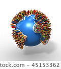 World Population, Globe with people, South America 45153362