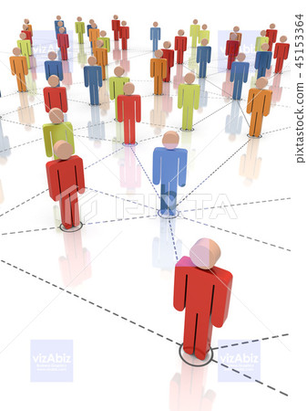 Network of people, 3D rendering 45153364