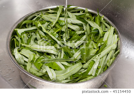 未煮過的蔥（在葉子上洗綠色）（Ensai）uncever 45154450