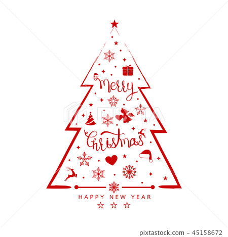 Christmas background with tree element icons Christmas background with tree element icons 45158672