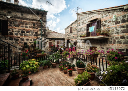 Beautiful Italian street of old town in Italy. 45158972