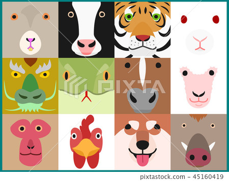 Zodiac animal face set 45160419
