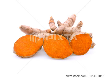 turmeric root isolated on white background turmeric root isolated on white background 45161045