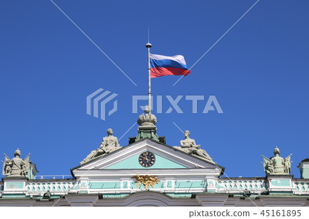 Hermitage Museum and Russia Flag 45161895