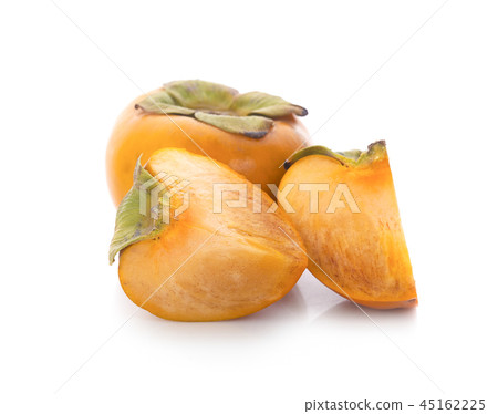 Tropical fruit persimmon. Kaki with leaves Tropical fruit persimmon. Kaki with leaves 45162225