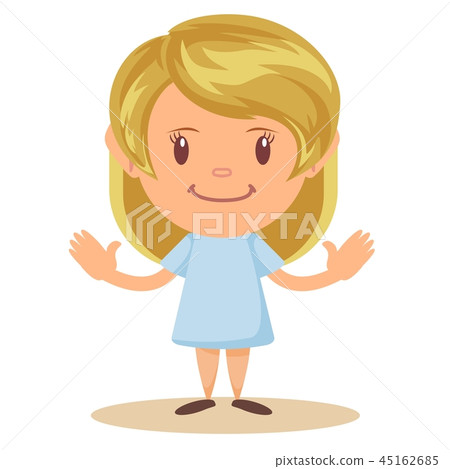 Cartoon cute girl stands in a confident pose. Cartoon cute girl stands in a confident pose. 45162685