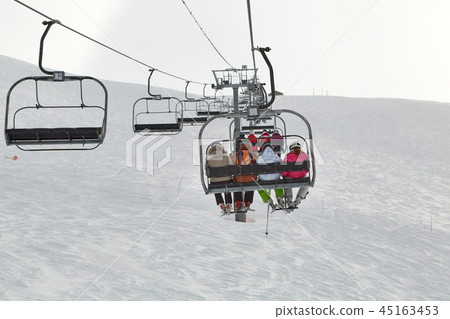 Skiing slopes from the lift 45163453