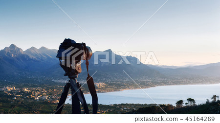 Spring panorama of sea coast city Trapany. Spring panorama of sea coast city Trapany. 45164289
