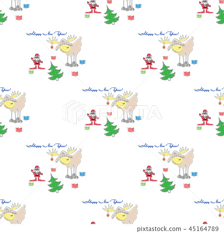 seamless pattern santa, elk, christmas gifts seamless pattern santa, elk, christmas gifts 45164789
