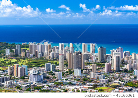 "Hawaii" Panoramic view of Honolulu from the Tantalus Hill 45166361