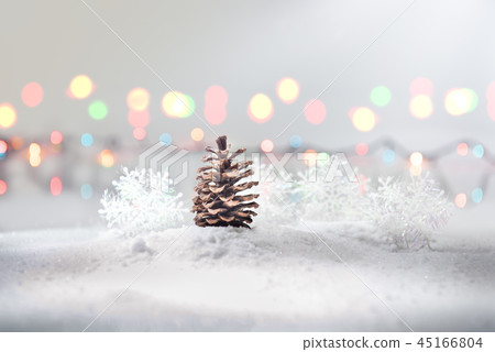 Pine cone on snow Pine cone on snow 45166804