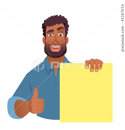 African man holding blank banner. 45167014