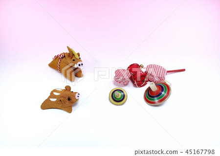 New Year's image Boar's parent and child & piece Denden drum 45167798