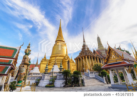Bangkok Thailand, skyline at Wat Phra Kaew temple 45167855