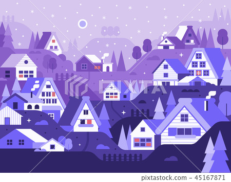 Snow Winter Village Landscape 45167871