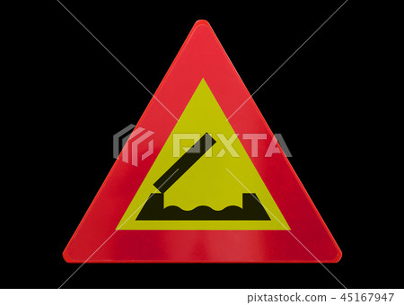 Traffic sign isolated - Bridge ahead 45167947