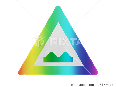 Traffic sign isolated - Bumpy road ahead 45167948