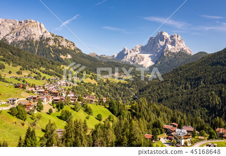 Typical Village landscape in Dolomites, Italy Typical Village landscape in Dolomites, Italy 45168648