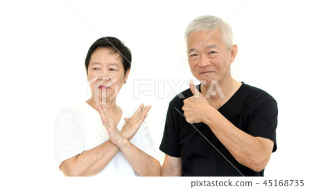 Asian senior couple have conflict different idea Asian senior couple have conflict different idea 45168735