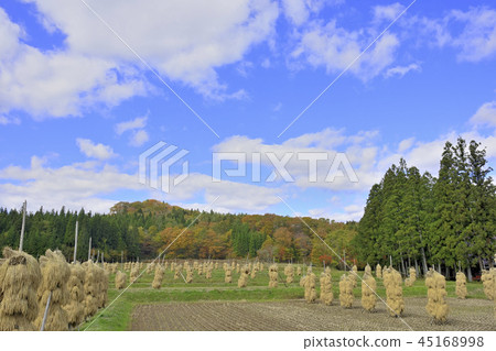 秋天骨頭寺廟村莊莊園廢墟區域和Kurikoma 45168998