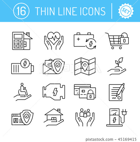 Thin line vector editable stroke icons set 45169415