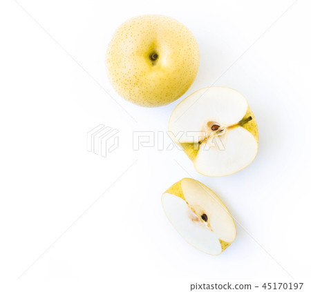 Top view Chinese pear fresh fruit with slices Top view Chinese pear fresh fruit with slices 45170197