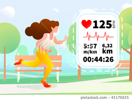 Pretty girl run in a urban park 45170835