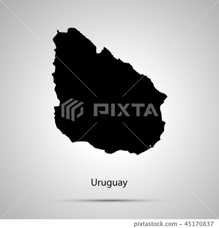 Uruguay country map, simple black silhouette 45170837