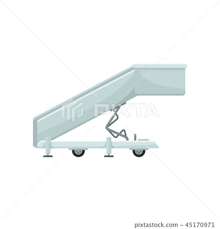 Self-propelled aircraft passenger stairs. Airplane staircase. Boarding equipment. Airport theme 45170971