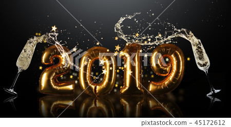 New Year 2019 celebration sign 45172612