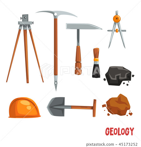 Geological or mining industry equipment, geodetic instruments and tools vector Illustration on a 45173252