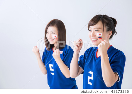 Female supporter who is pleased 45173326
