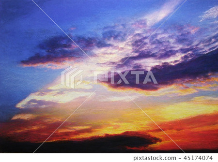 Sunset sky landscape painting 45174074