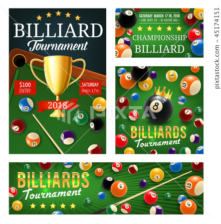 Billiard or pool tournament, cups and balls 45174151