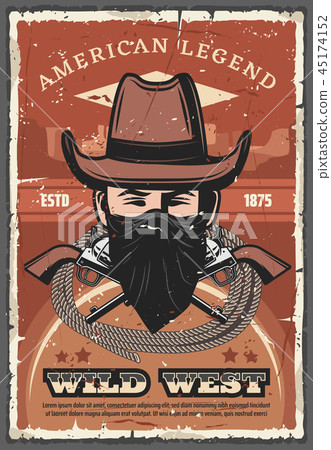 Cowboy in hat with revolvers, Wild West 45174152