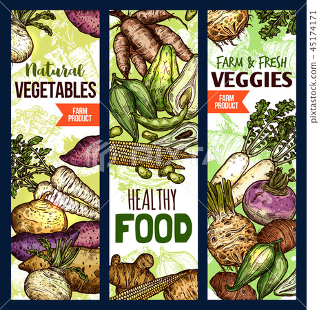 Healthy food banners, exotic vegetables 45174171