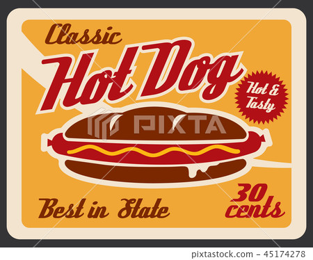 Hot dog with mustard, fast food 45174278