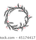 Vector silhouette christmas wreath frame or border 45174417