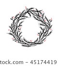 Vector silhouette christmas wreath frame or border 45174419