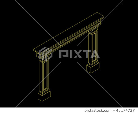 Arch from pilasters. Vector outline illustration. Arch from pilasters. Vector outline illustration. 45174727
