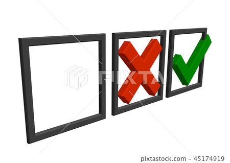 Checkmark icons. Tick and cross sign.  45174919