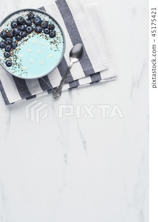 Blue yogurt smoothie bowl 45175421