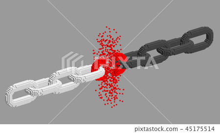 Broken voxel chain. Blockchain concept.  45175514