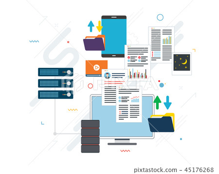 Transfer data between computer and laptop. - Stock Illustration ...