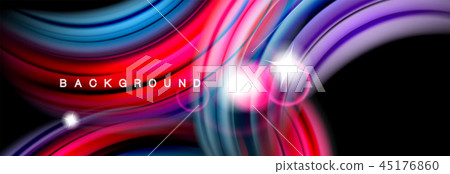 Mixing color waves on black, liquid flowing shapes 45176860