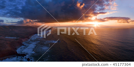 Aerial view of Legzira beach at sunset Aerial view of Legzira beach at sunset 45177304