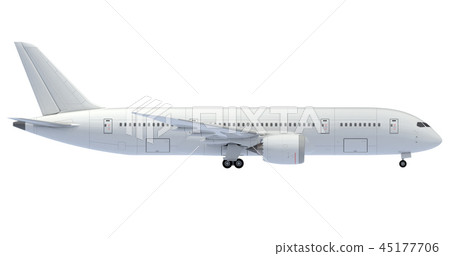 Commercial jet plane. 3D render. Right Side view Commercial jet plane. 3D render. Right Side view 45177706