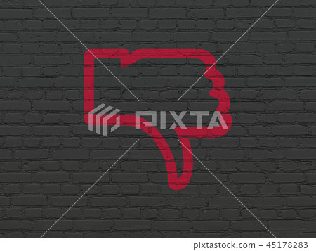Social network concept: Thumb Down on wall background Social network concept: Thumb Down on wall background 45178283