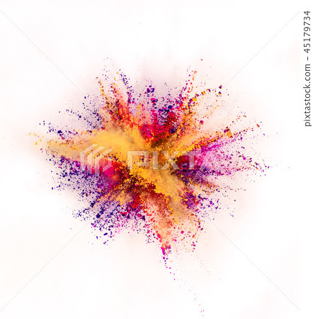 Colored powder explosion isolated on white background. 45179734