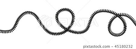 3d rendering of a single curved spiral cable lying on a white background. 45180232